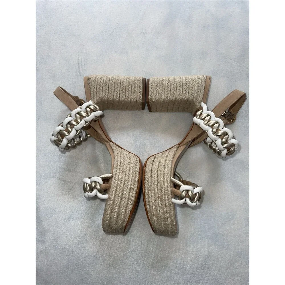 Schutz Juliet Platform Woven Leather & Suede Sandals Heels Sz 10.5